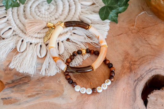 Bracelets manchette Dog Mom "Emnambithi" marron