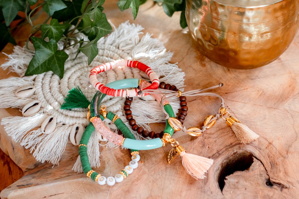 Bracelets manchette Dog Mom "Cactus" Rose et Vert