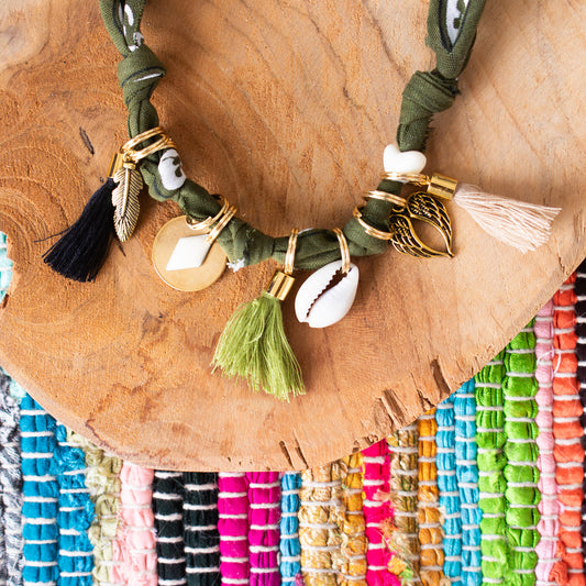 Collier pour chien style bandana bijoux porte-médaille -Kaki