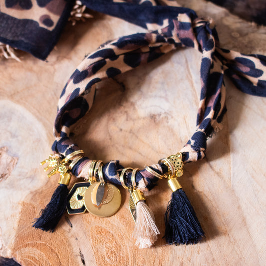 Collier pour chien style bandana bijoux porte-médaille Léopard