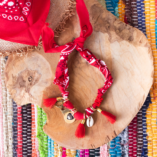Collier pour chien style bandana bijoux porte-médaille Rouge