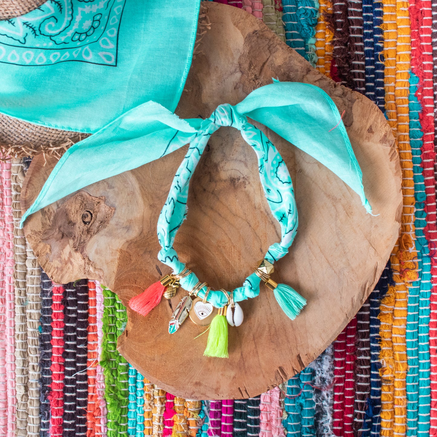 Collier pour chien style bandana bijoux porte-médaille Turquoise