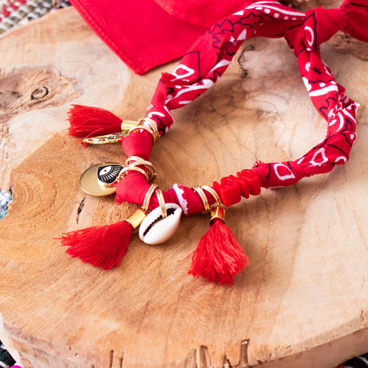 Collier pour chien style bandana bijoux porte-médaille Rouge