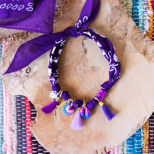 Collier pour chien style bandana bijoux porte-médaille Violet