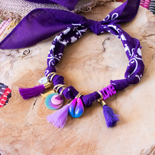 Collier pour chien style bandana bijoux porte-médaille Violet