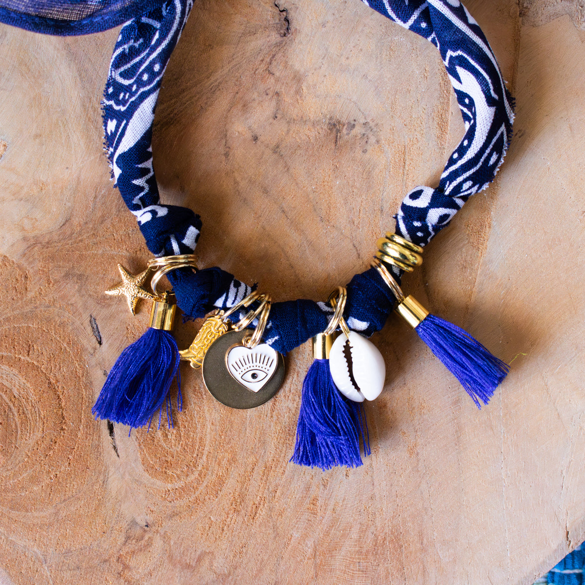 Collier pour chien style bandana bijoux porte-médaille Bleu marine