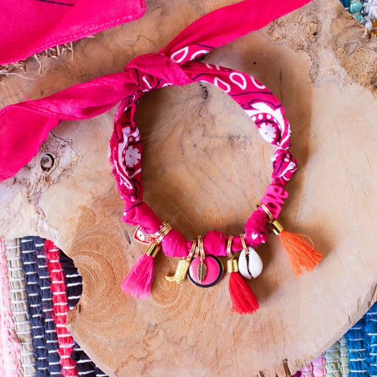 Collier pour chien style bandana bijoux porte-médaille Fuchsia