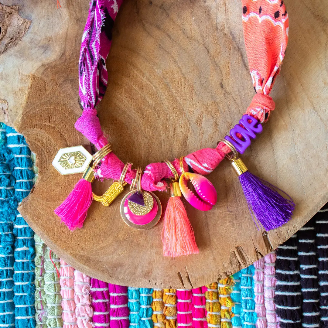 Collier pour chien style bandana bijoux porte-médaille Multico Corail